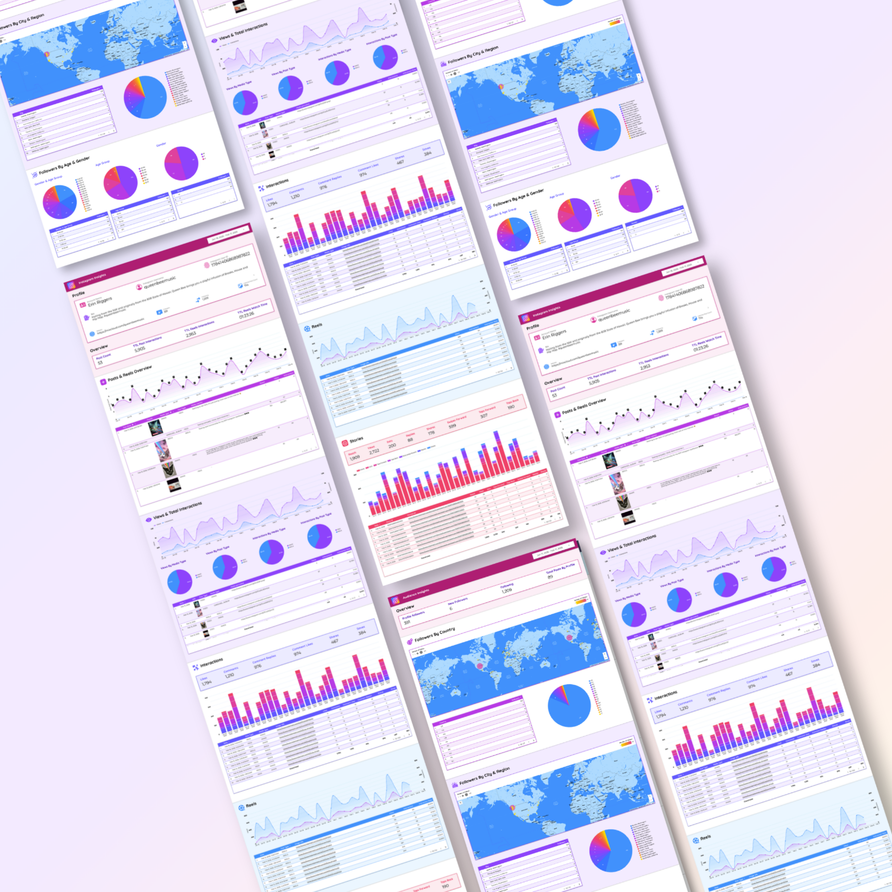 Instagram Insights Looker Studio Dashboard - Queen Bee Digital Data Viz