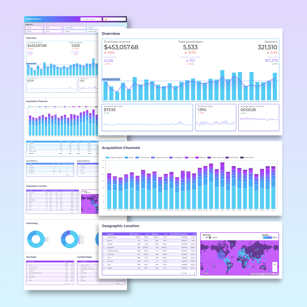 Advanced Google Analytics Ecommerce Looker Studio Dashboard - Queen Bee Digital Data Viz