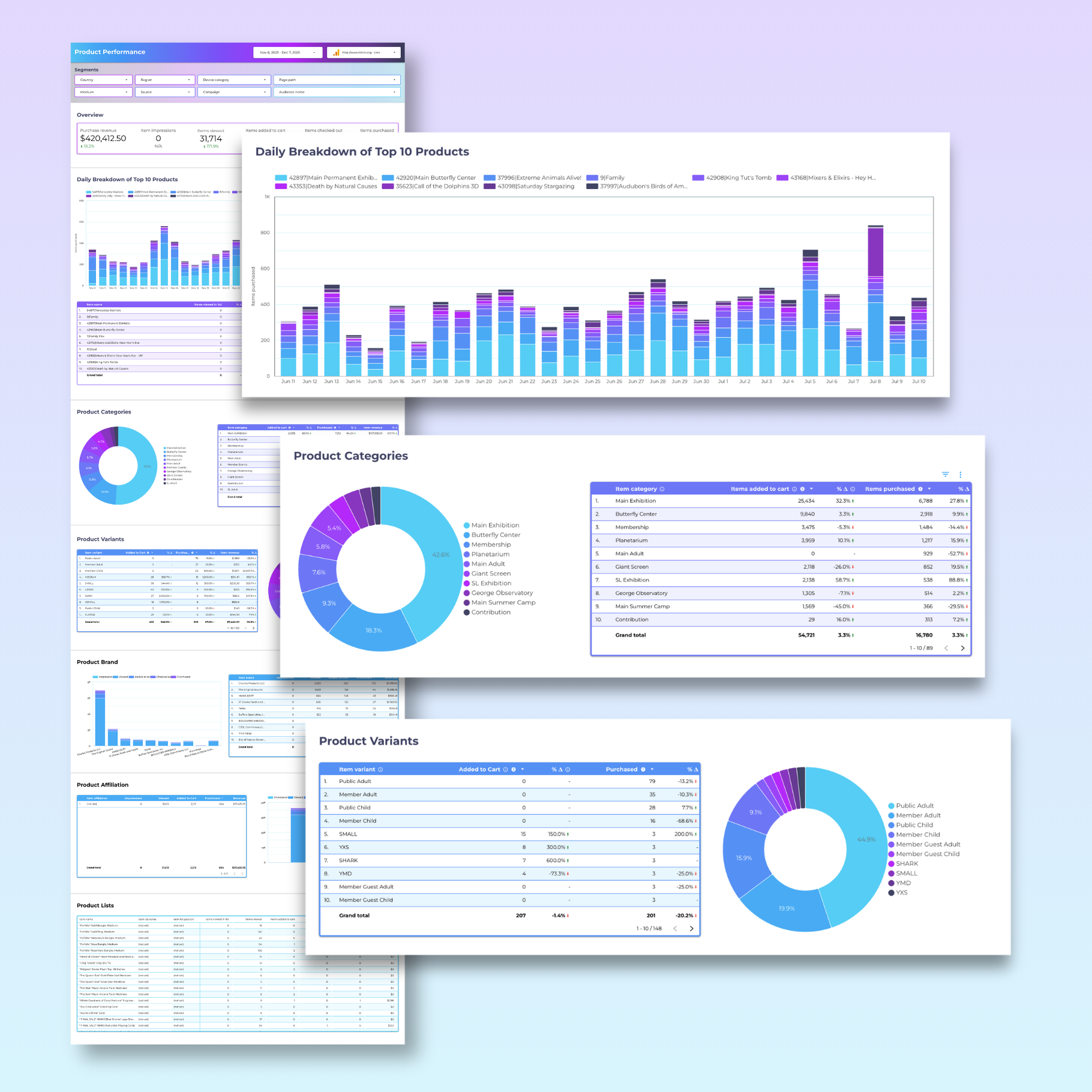 Advanced Google Analytics Ecommerce Looker Studio Dashboard - Queen Bee Digital Data Viz