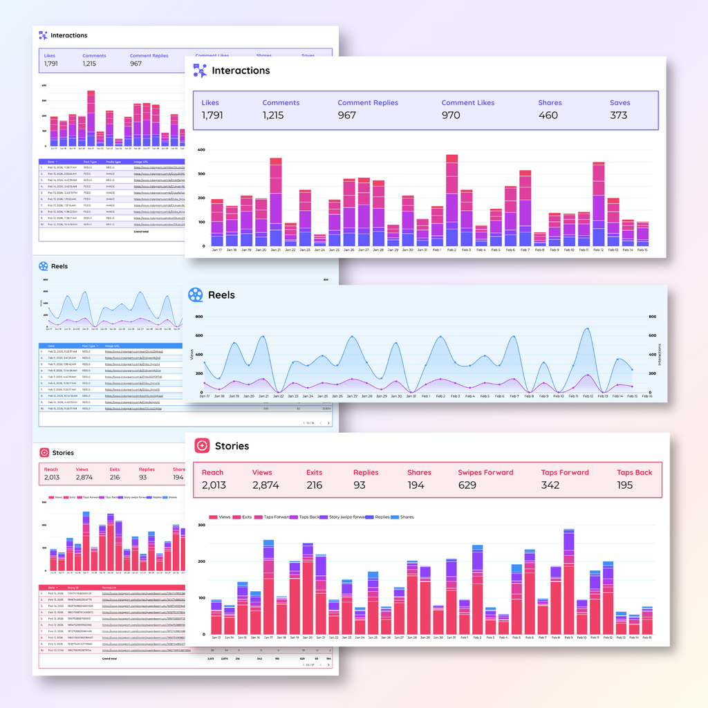 Instagram Insights Looker Studio Dashboard - Queen Bee Digital Data Viz