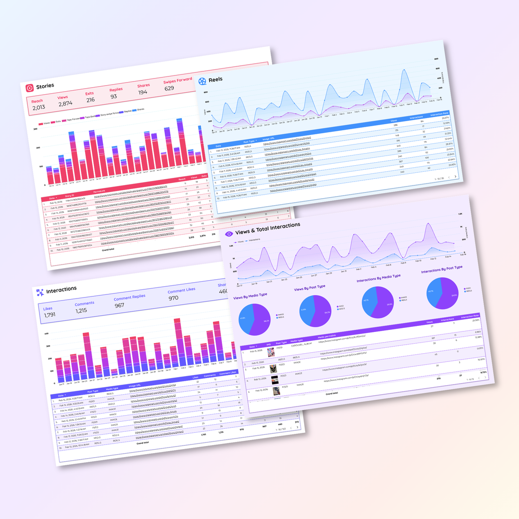Instagram Insights Looker Studio Dashboard - Queen Bee Digital Data Viz